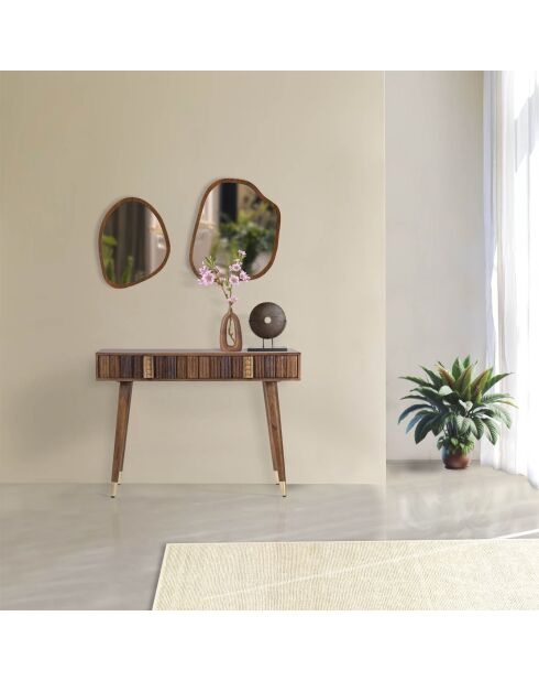 Console tendance 2 tiroirs Manguier Ramon Naturel - 110x40x75 cm