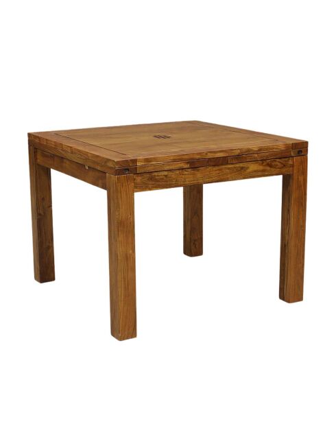 Table à manger carréé allonge 100 Acacia Gordon Marron - 100x100x78 cm