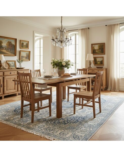 Table à manger carréé allonge 100 Acacia Gordon Marron - 100x100x78 cm