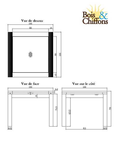 Table à manger carréé allonge 100 Acacia Gordon Marron - 100x100x78 cm