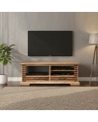 Meuble TV bois bicolore 2T 3N Acacia Luxor Beige - 140x45x50 cm