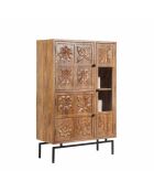 Buffet haut 3 portes Manguier Sculture Beige - 90x40x135 cm