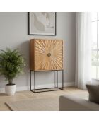 Buffet haut sculpté Manguier Solaris Beige - 100x42x170 cm