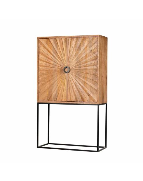 Buffet haut sculpté Manguier Solaris Beige - 100x42x170 cm