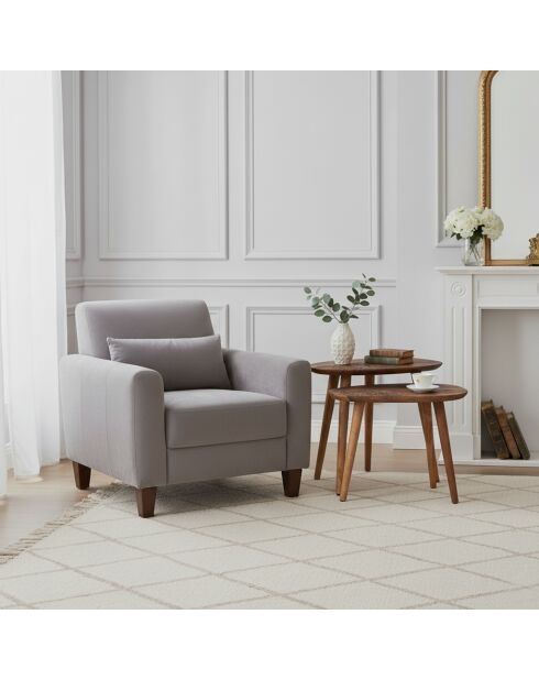 Set 2 tables d'appoint plateau sculpté bois massif Acacia Adir Marron - 58x40x46 cm