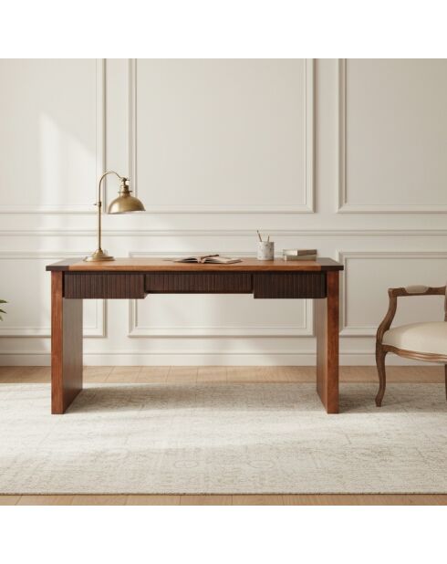 Bureau en bois massif Acacia Moon Naturel - 140x70x76 cm