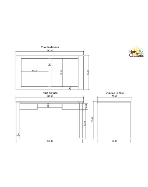 Bureau en bois massif Acacia Moon Naturel - 140x70x76 cm