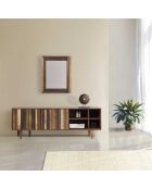 Meuble TV 2 portes 4 niches Manguier Ramon Naturel - 160x40x55 cm