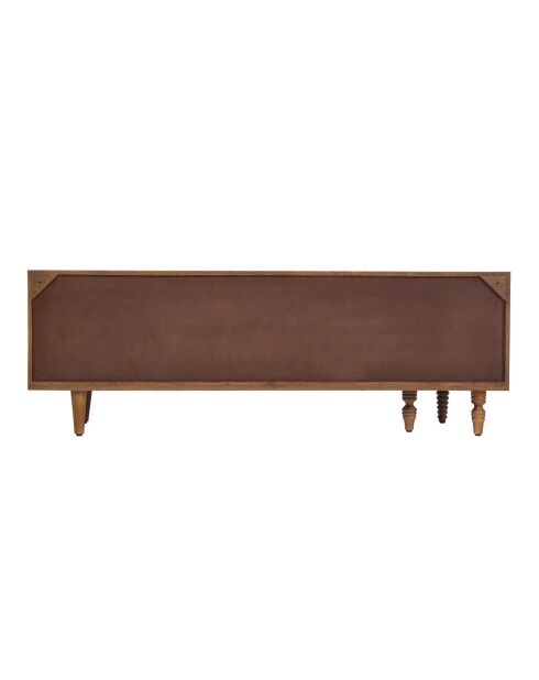 Meuble TV 2 portes 4 niches Manguier Ramon Naturel - 160x40x55 cm