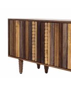 Meuble TV 2 portes 4 niches Manguier Ramon Naturel - 160x40x55 cm