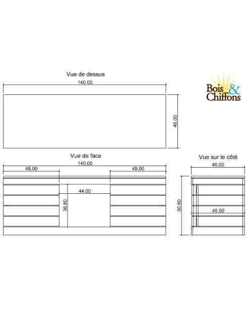 Meuble Tv bois bicolore Manguier Herods Naturel - 140x46x51 cm