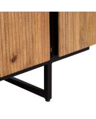 Meuble TV bas 4 portes plateau marbre blanc Manguier Kfir II Marron - 140x42x50 cm