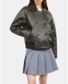 Blouson en cuir marron foncé