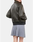 Blouson en cuir marron foncé