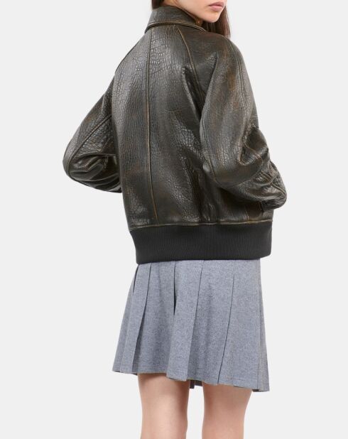 Blouson en cuir marron foncé