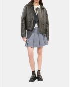 Blouson en cuir marron foncé