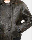Blouson en cuir marron foncé