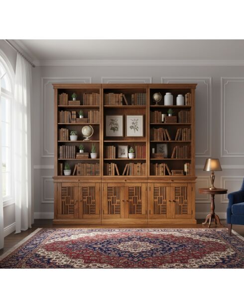 Bibliothèque échelle H235 en acacia massif Marron - 258x45x235 cm