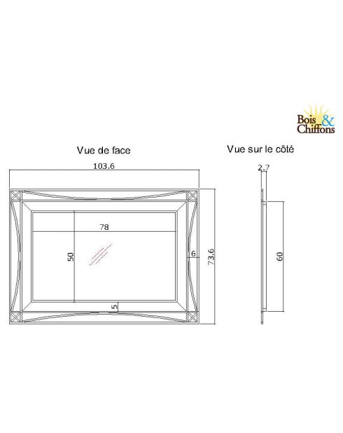 Miroir design Manguier Pondicherry Noir - 104x3x74 cm