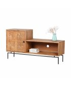 Meuble TV asymétrique 1 porte Manguier Sculture Beige - 148x40x79 cm