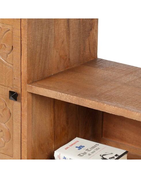 Meuble TV asymétrique 1 porte Manguier Sculture Beige - 148x40x79 cm