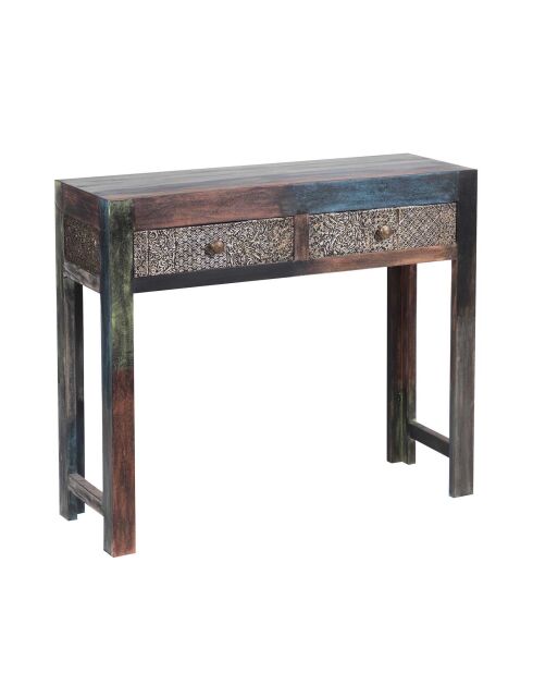 Console sculptée multicolore Manguier Pushkar Naturel - 100x35x85 cm
