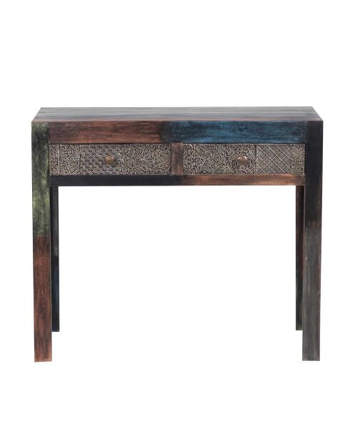 Console sculptée multicolore Manguier Pushkar Naturel - 100x35x85 cm