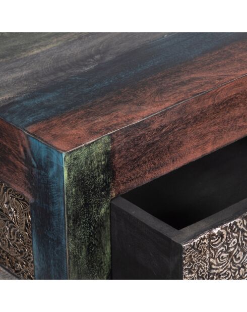 Console sculptée multicolore Manguier Pushkar Naturel - 100x35x85 cm