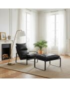 Damo black pouf Leather Noir - 68x46x35 cm