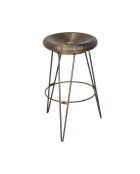 Tabouret de bar fil métal déco cuivre Métal Step Naturel - 50x50x75 cm