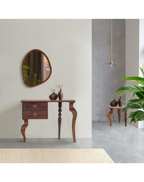 Petite console 2 tiroirs Manguier Ramon Naturel - 95x40x75 cm