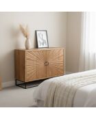 Bahut 2 portes sculptées Manguier Solaris Beige - 120x42x85 cm