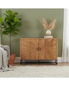 Bahut 2 portes sculptées Manguier Solaris Beige - 120x42x85 cm