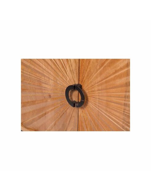 Bahut 2 portes sculptées Manguier Solaris Beige - 120x42x85 cm