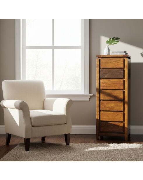 Semainier Acacia Lisboa Marron - 50x40x120 cm