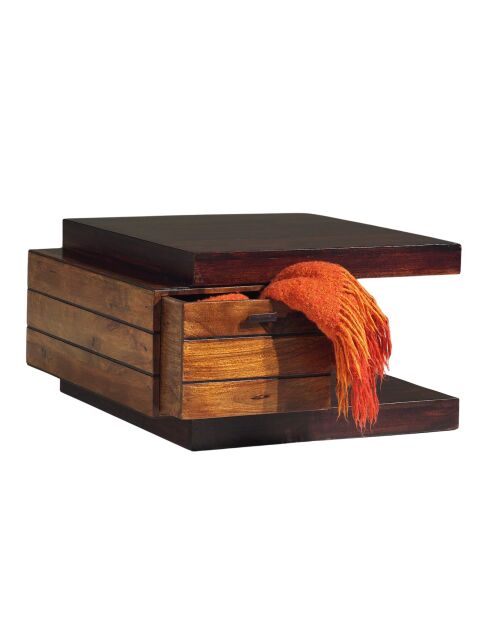 Bout de canapé bicolore Manguier Herods Marron - 75x75x42 cm