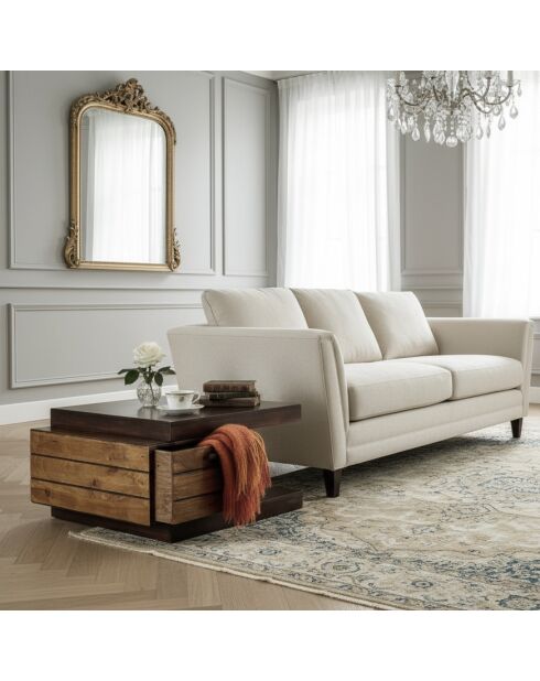 Bout de canapé bicolore Manguier Herods Marron - 75x75x42 cm