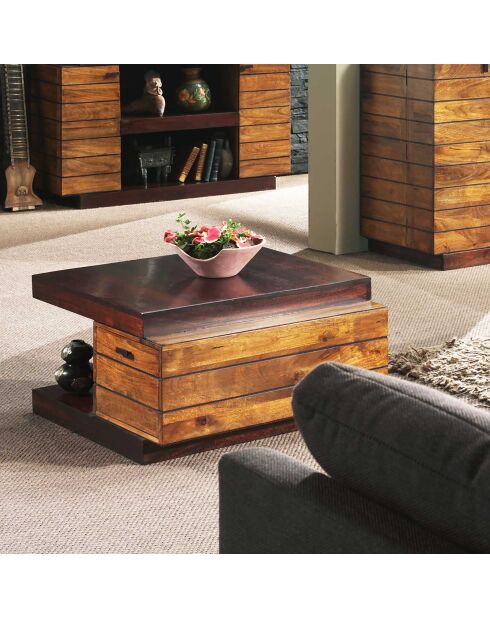 Bout de canapé bicolore Manguier Herods Marron - 75x75x42 cm