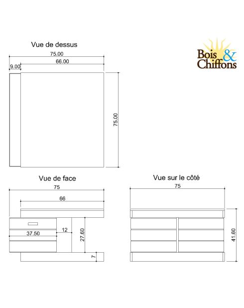 Bout de canapé bicolore Manguier Herods Marron - 75x75x42 cm