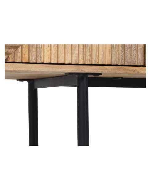 Meuble Tv bois sculpté motif géométrique 4P Manguier Maglan Beige - 140x40x50 cm