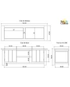 Meuble TV en Bois Massif Acacia Moon Naturel - 140x45x50 cm