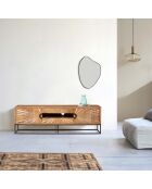 Meuble TV 2 portes 2 tiroirs Manguier Solaris Beige - 160x42x50 cm