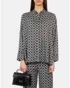 Chemise ample imprimée noire et blanche