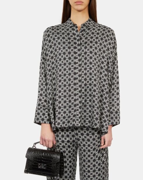 Chemise ample imprimée noire et blanche