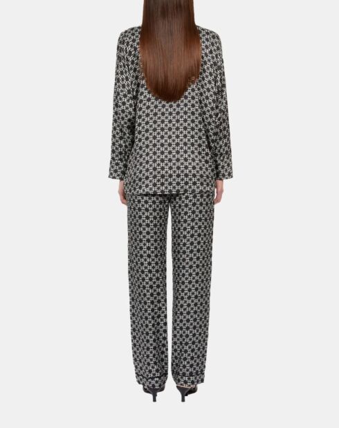 Chemise ample imprimée noire et blanche