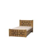 Lit arabesque 90x190 cm Acacia Punjab Marron - 102x107x208 cm