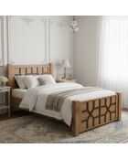 Lit arabesque 90x190 cm Acacia Punjab Marron - 102x107x208 cm