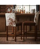 Chaise de bar en acacia et peau de vache Acacia Savage Marron - 46x50x114 cm