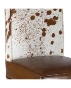 Chaise de bar en acacia et peau de vache Acacia Savage Marron - 46x50x114 cm