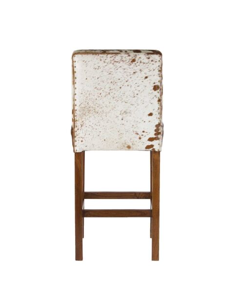 Chaise de bar en acacia et peau de vache Acacia Savage Marron - 46x50x114 cm